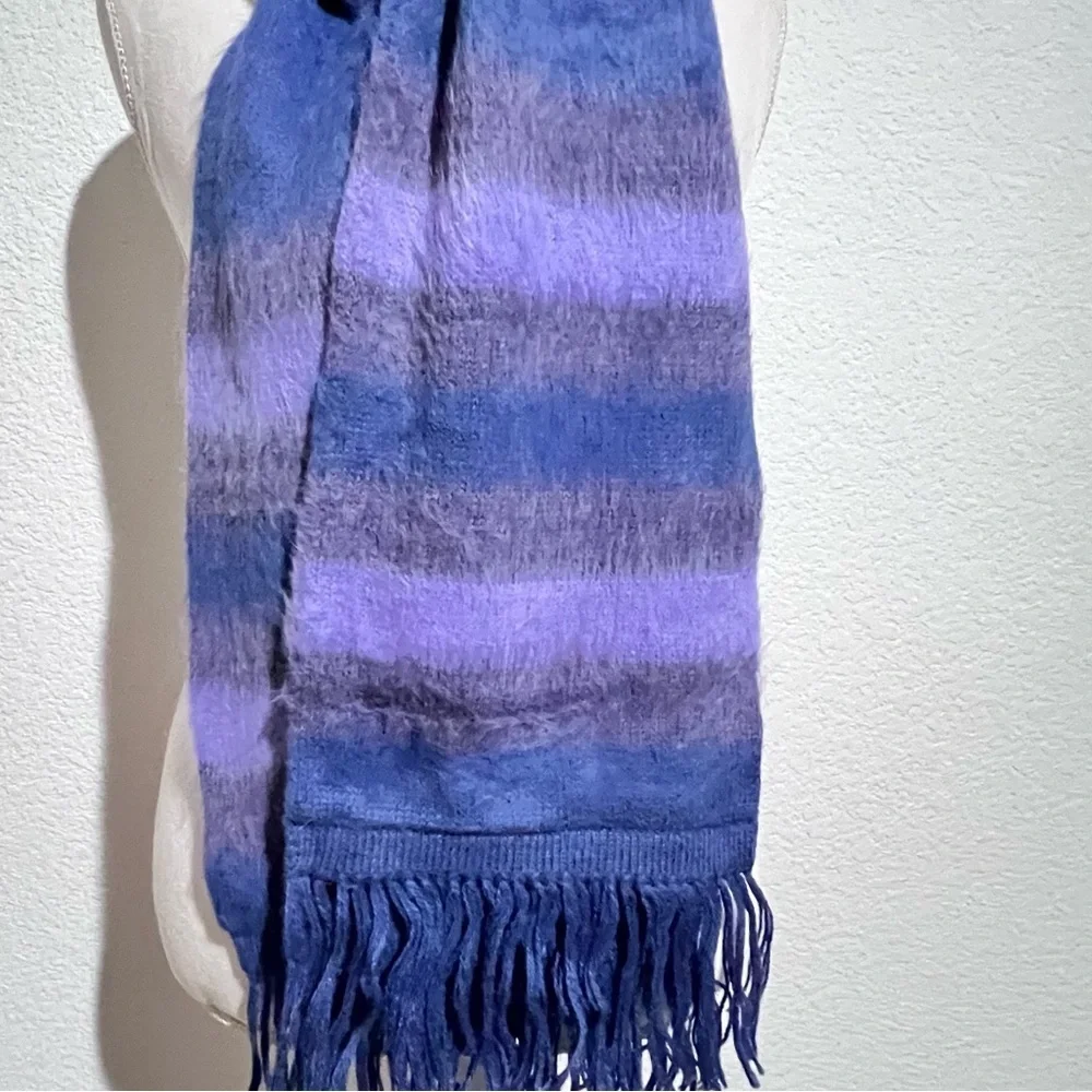 Chilean Alpaca Blue Purple Ombre Scarf with Tassels New Unisex